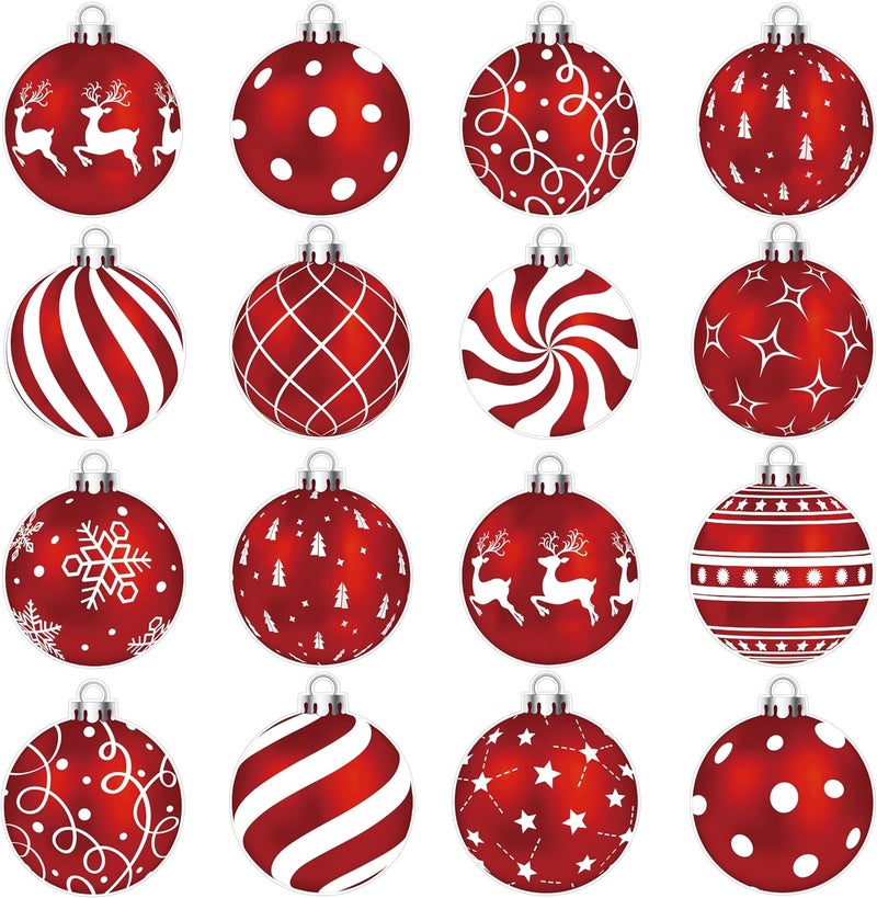 TREWAVE Christmas Ball Cutouts Bulletin Board Decorations Classroom Winter Holiday Cut-Outs Ornaments Home School Christmas Stickers for Wall Window Blackboard Decor - Image 1